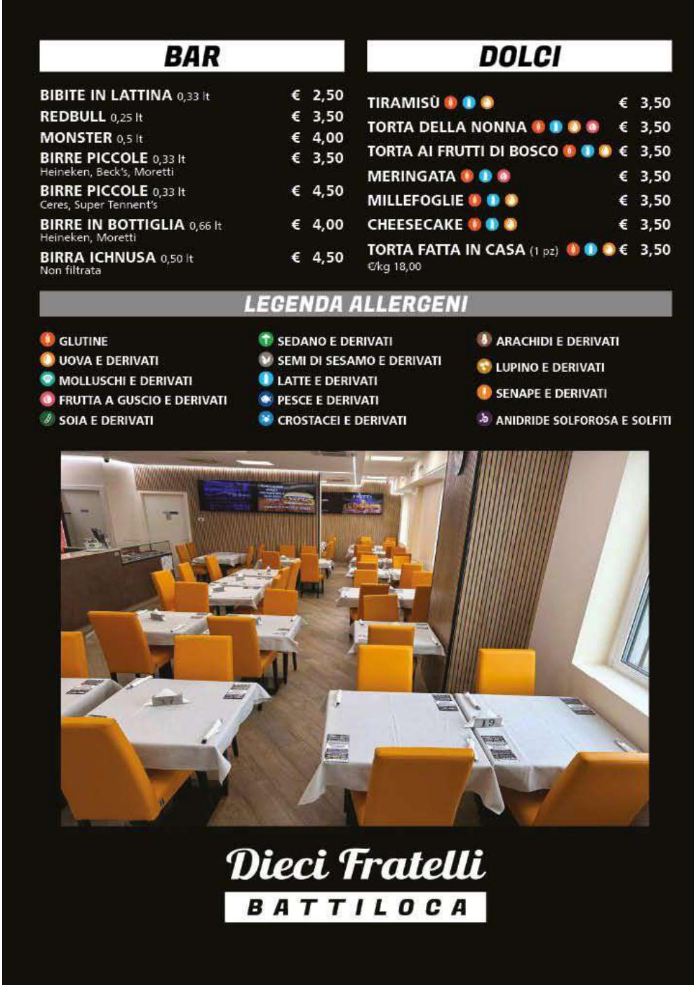 Sala del ristorante Dieci Fratelli Battiloca